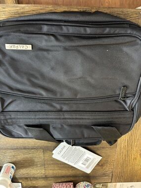 Calpak black Men's Laptop Briefcase with Front Zip Pocket